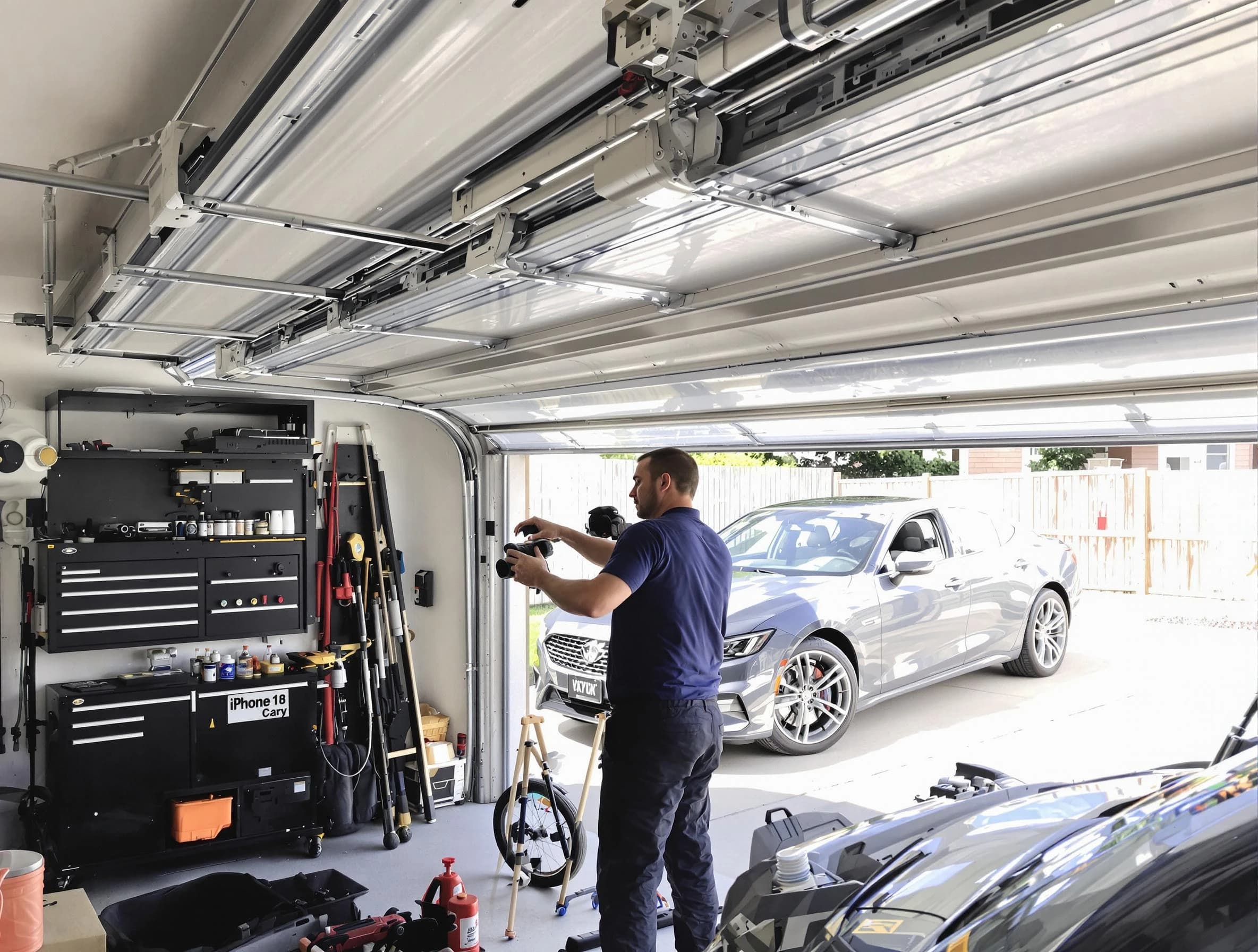 Dallas Garage Door Repair technician fixing noisy garage door in Dallas