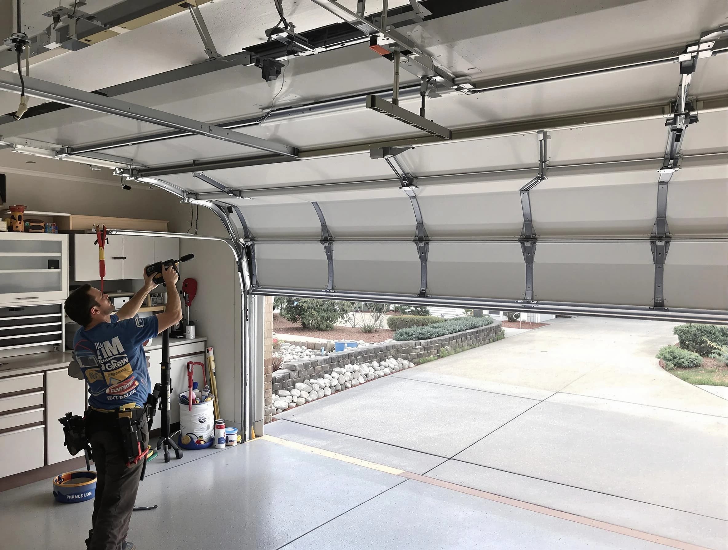 Garage door track repair service by Dallas Garage Door Repair in Dallas