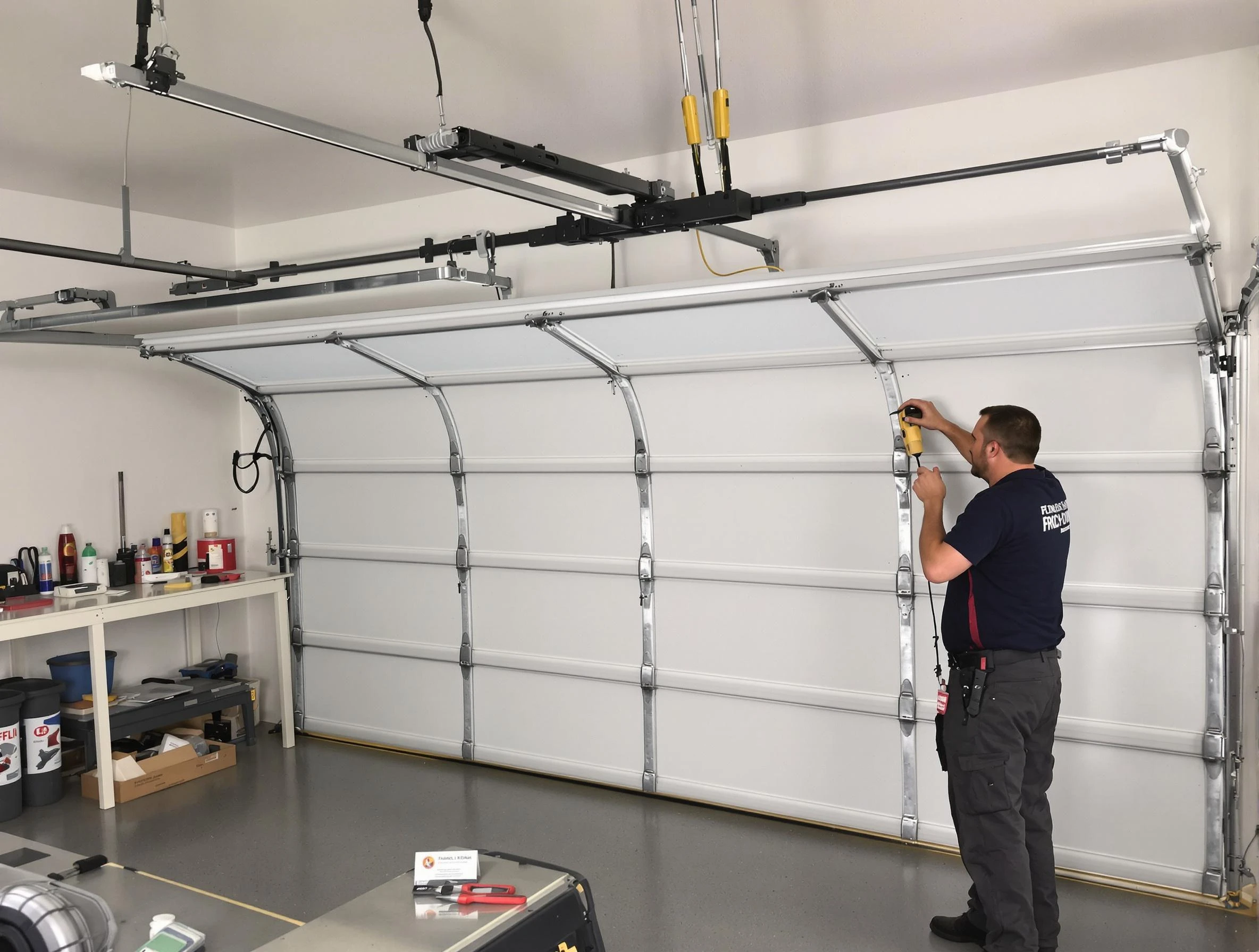 Dallas Garage Door Repair certified technician performing overhead door system repair in Dallas