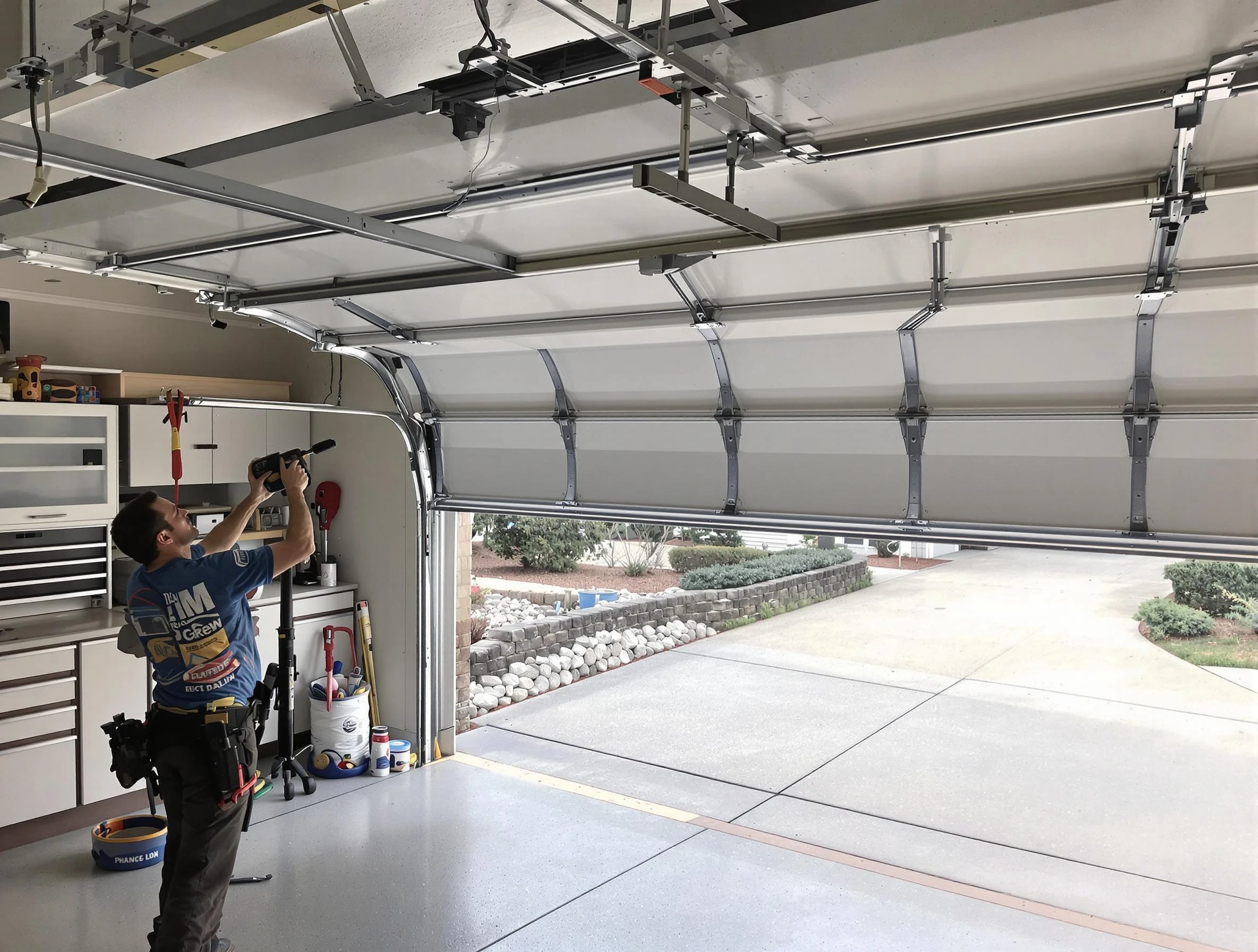Garage door track repair service by Dallas Garage Door Repair in Dallas